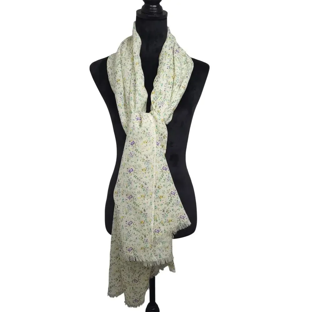 Vintage Lulla Collection By Bindya Silk & Wool Floral Scarf Blanket 72